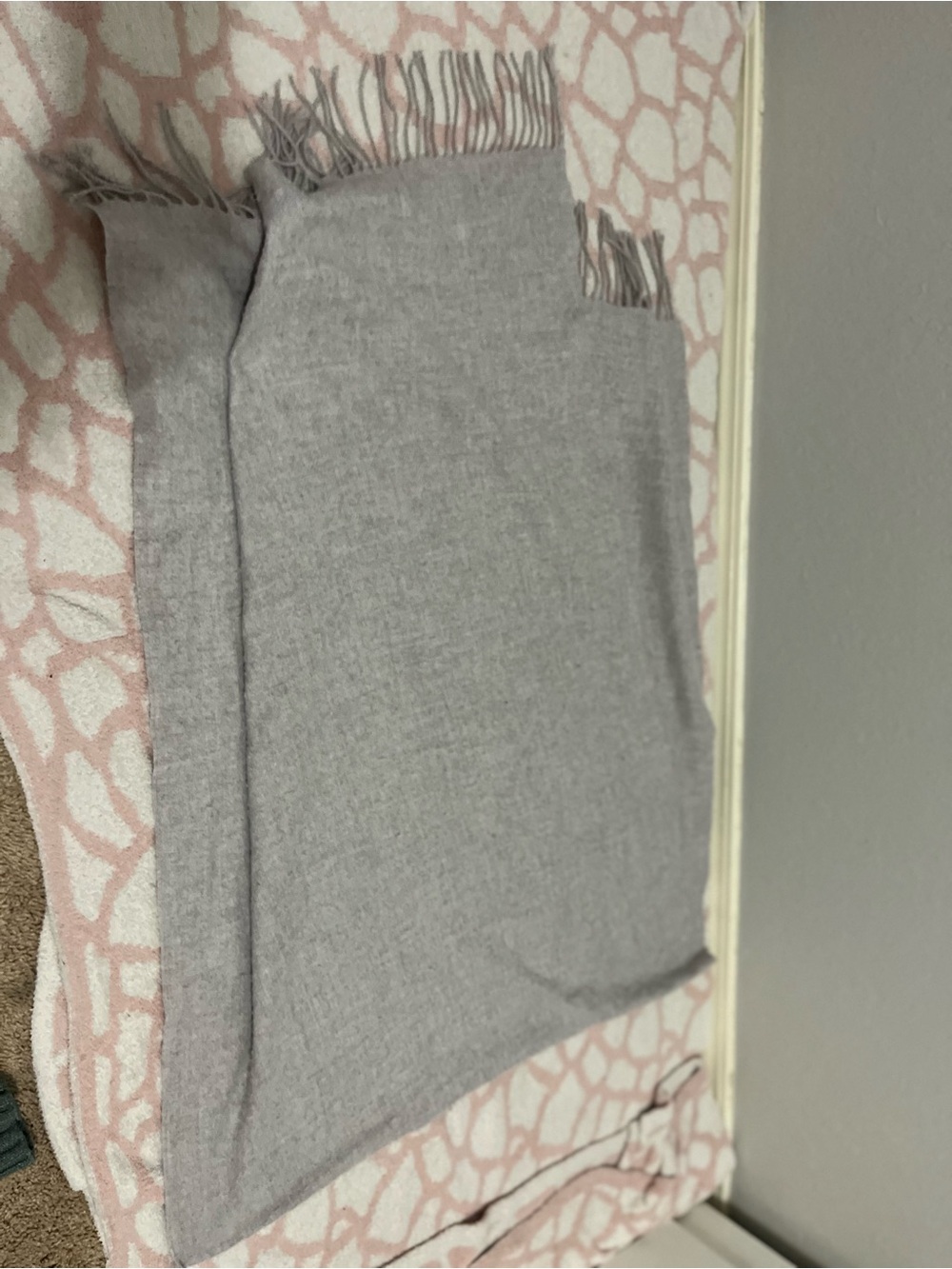 Neutral Light Gray Women's Fringe Wrap Scarf